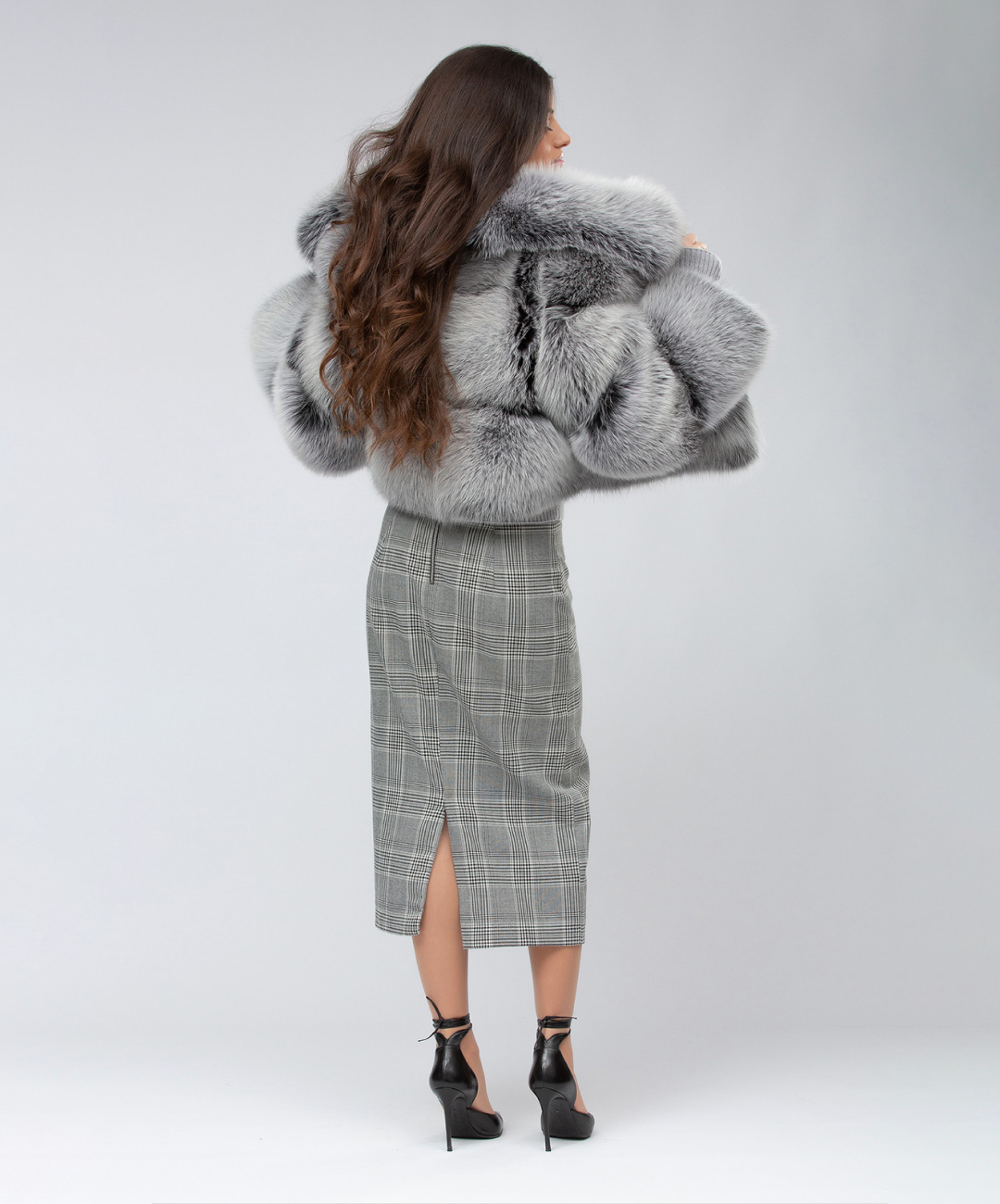 Damen Winter Noir Fuchspelzmantel