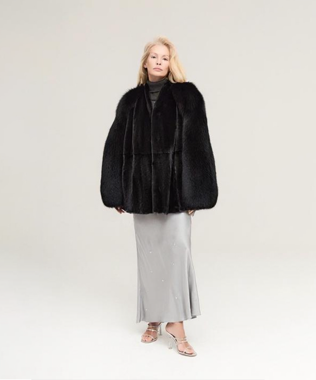 Damen Winter Noir Fuchspelzmantel