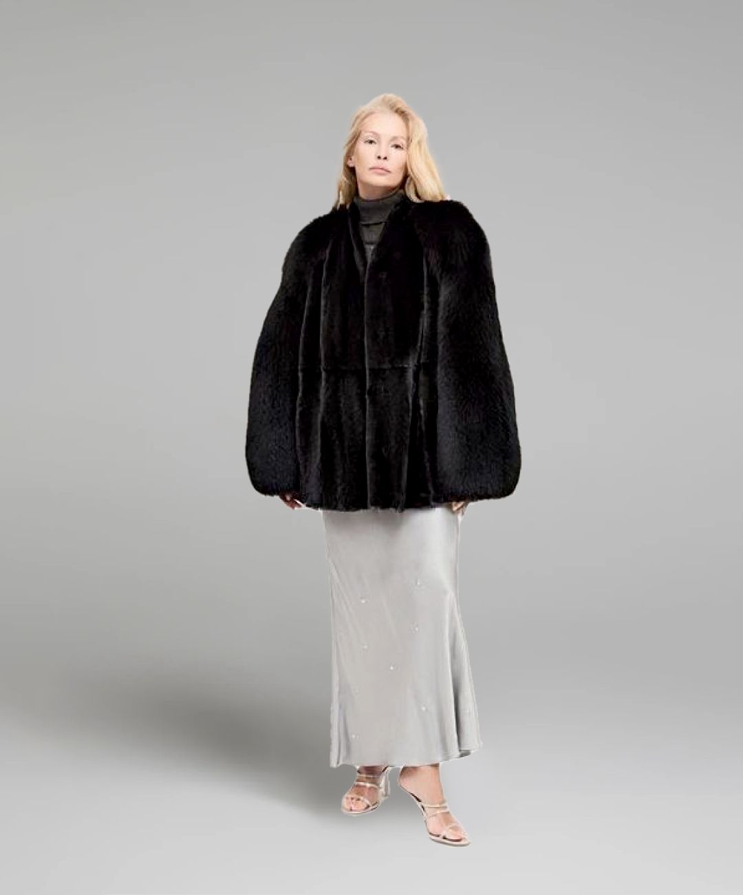 Damen Winter Noir Fuchspelzmantel
