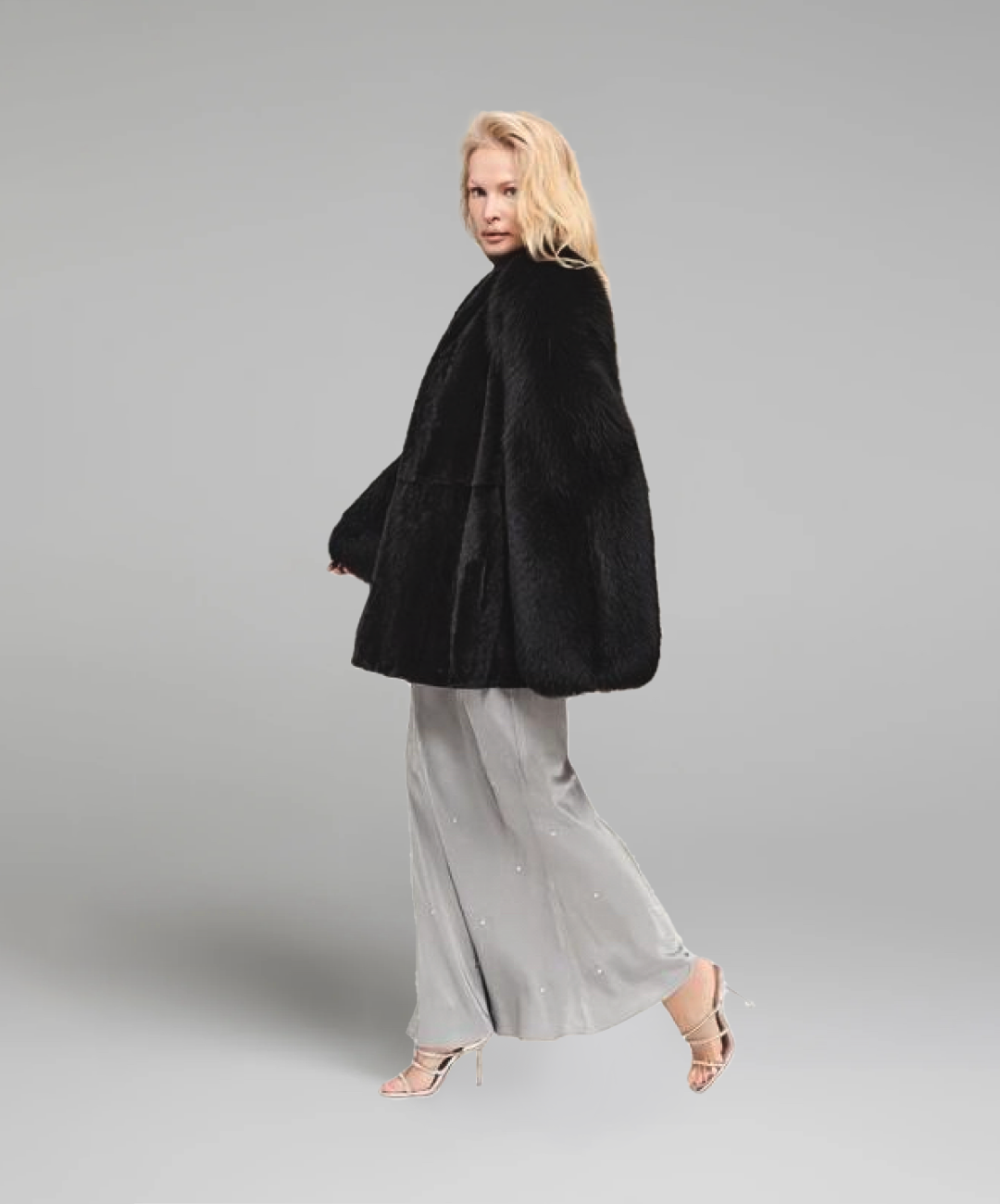 Damen Winter Noir Fuchspelzmantel