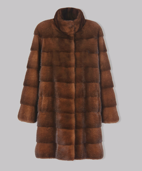 Horizontal Brown Mink Fur Coat