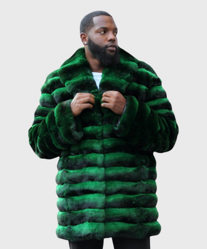 Green ‘Dyed’ 3/4 Chinchilla Fur Coat