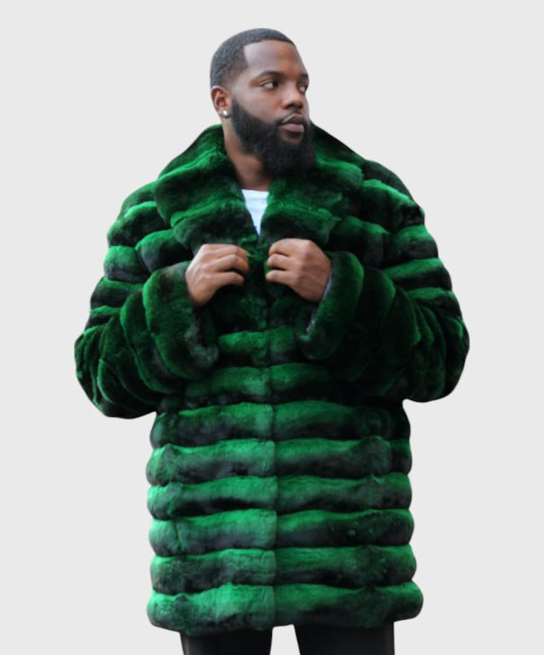 Men’s 3/4 Green ‘Dyed’ Chinchilla Coat