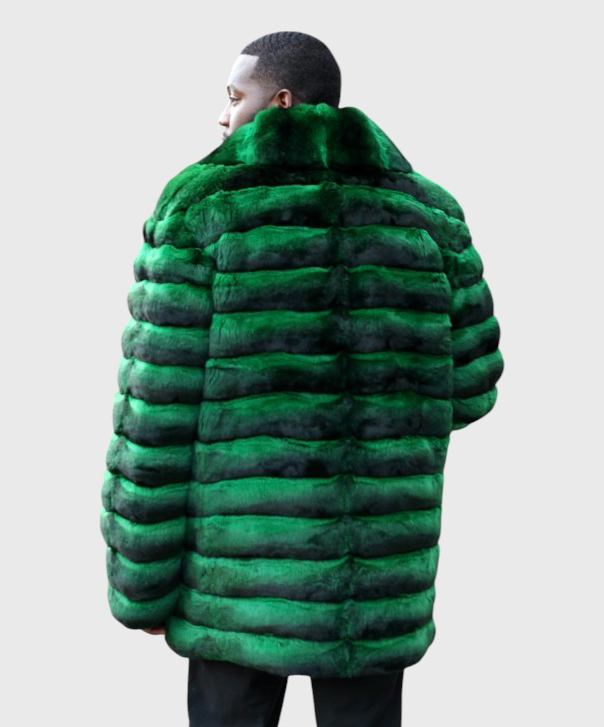 Men’s 3/4 Green ‘Dyed’ Chinchilla Coat