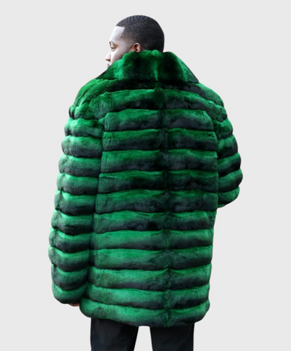 Green ‘Dyed’ 3/4 Chinchilla Fur Coat