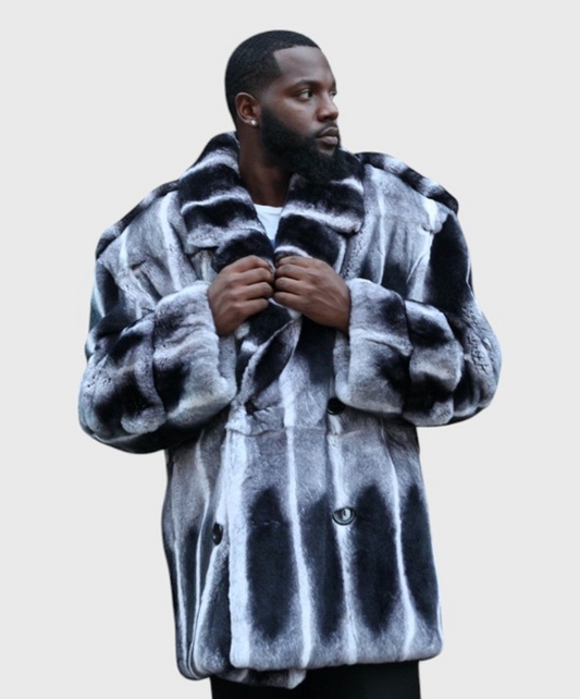 3/4 Rex Rabbit Fur Pea Coat