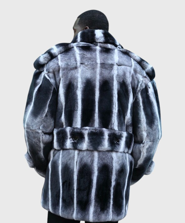 3/4 Rex Rabbit Fur Pea Coat
