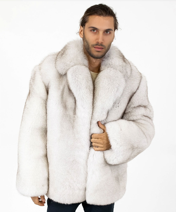 Men's Blue Fox Fur Jacket