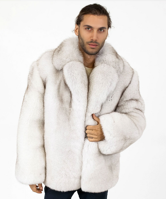 Men's Blue Fox Fur Jacket