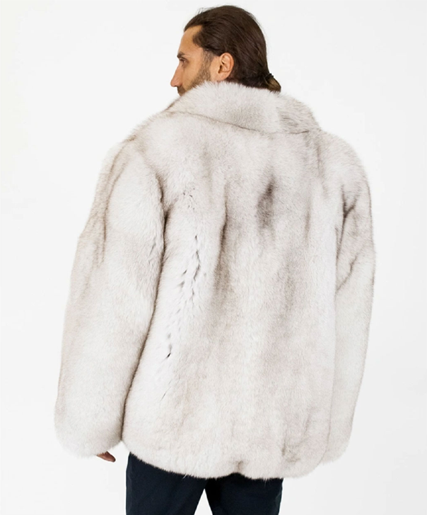 Men's Blue Fox Fur Jacket