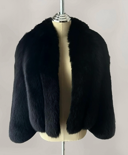 Saga Fox Damen-Jacke aus schwarzem, kurzem Fuchspelz