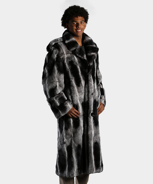 Full Length Chinchilla-Dyed Rex Rabbit Fur Coat