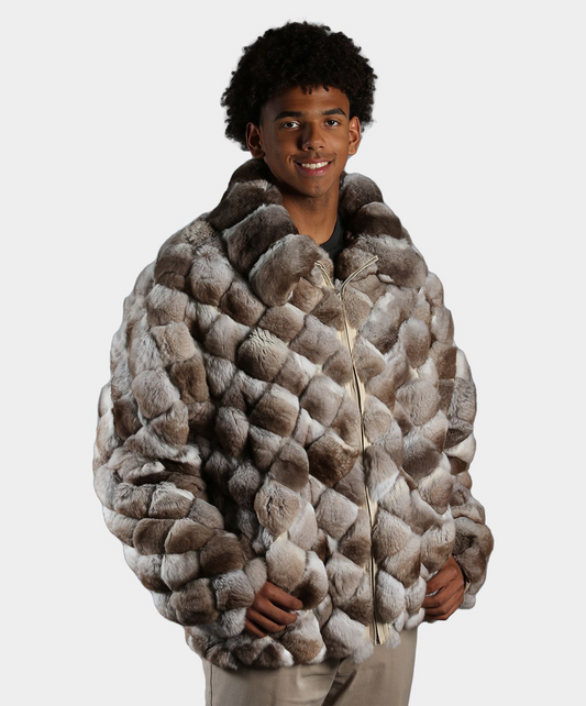 Beige Chinchilla Fur Bubble Jacket