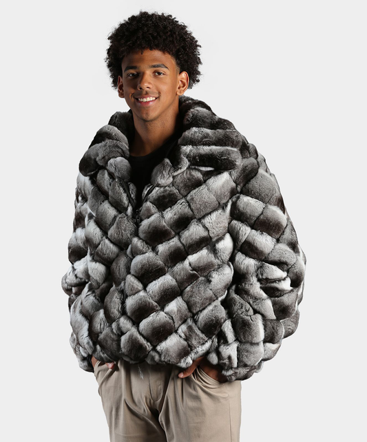 Natural Chinchilla Fur Bubble Jacket