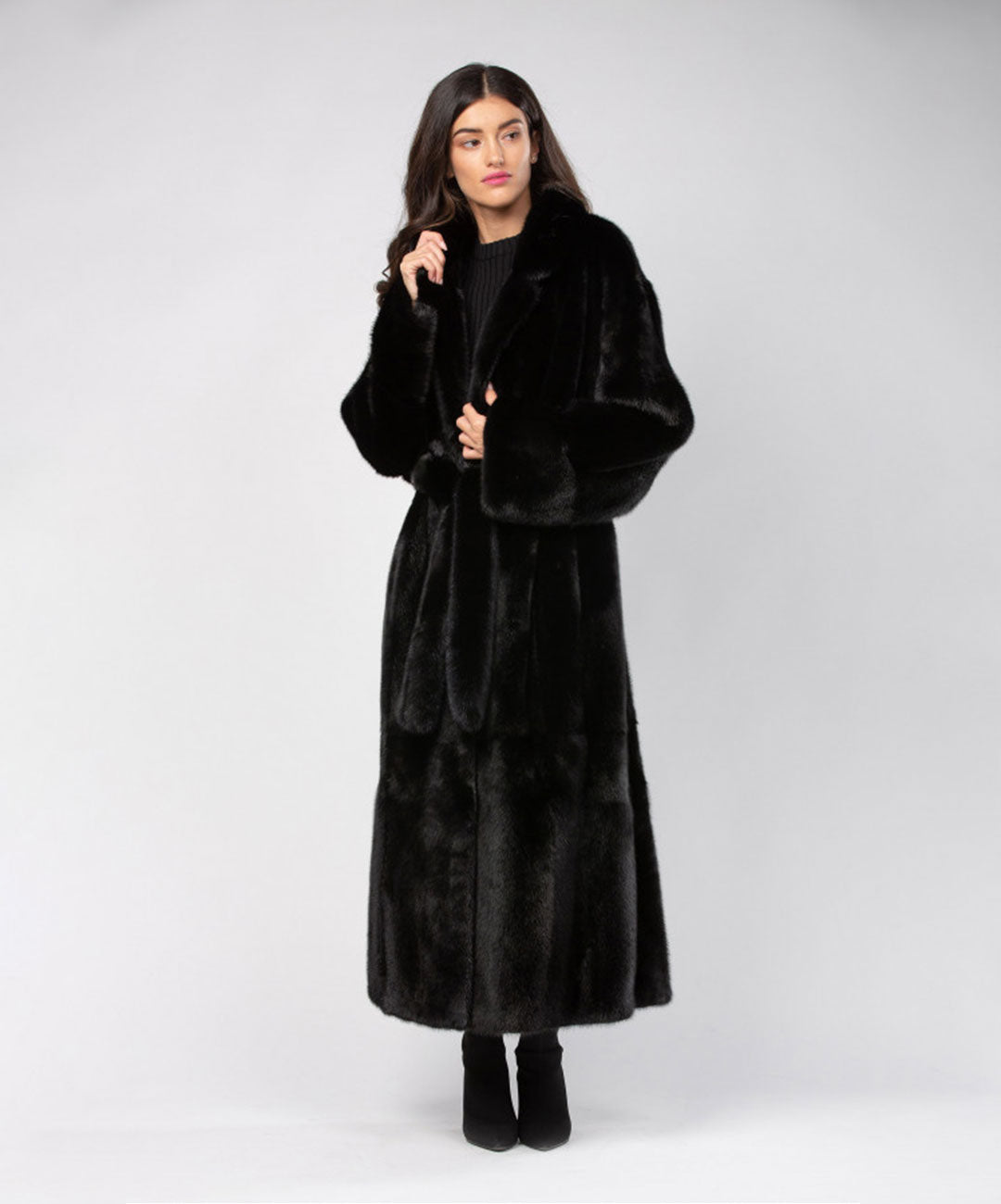 Women's Black Mink Long Coat