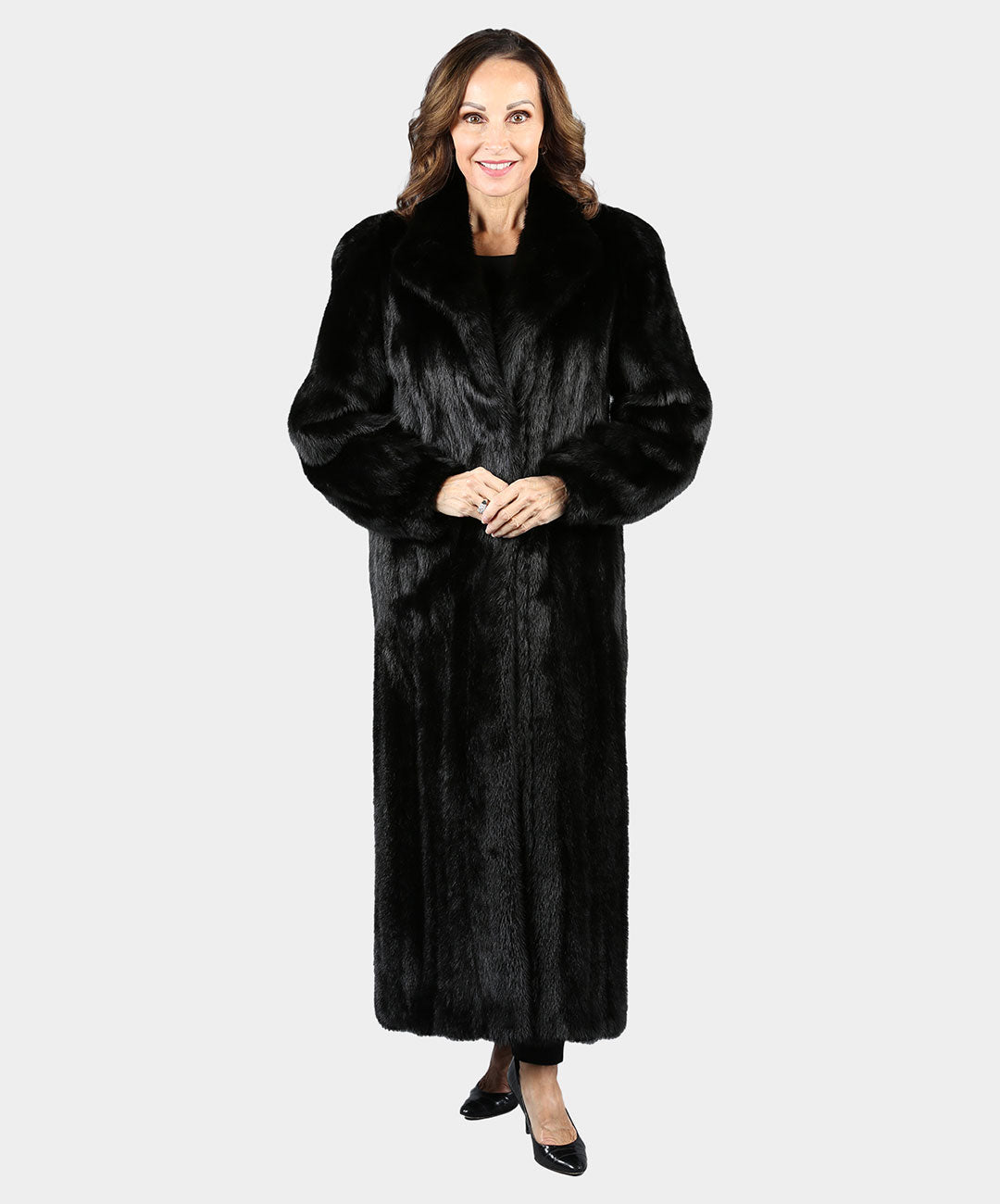 Women's Natural Black Mink Fur Coat