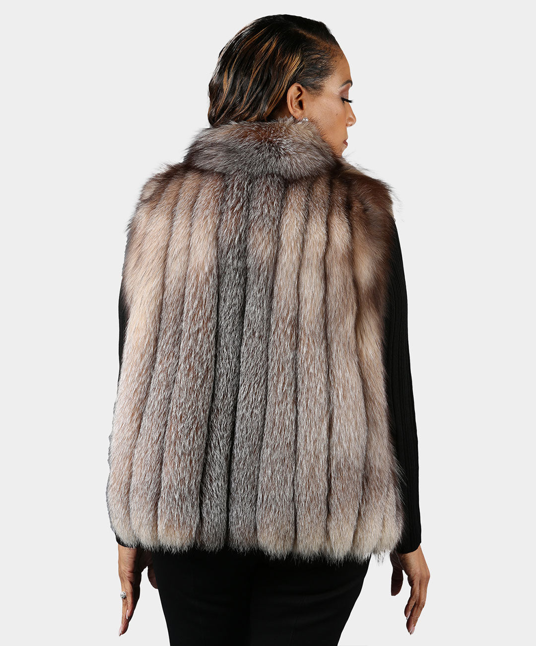 Damenweste aus natürlichem Kristallfuchspelz