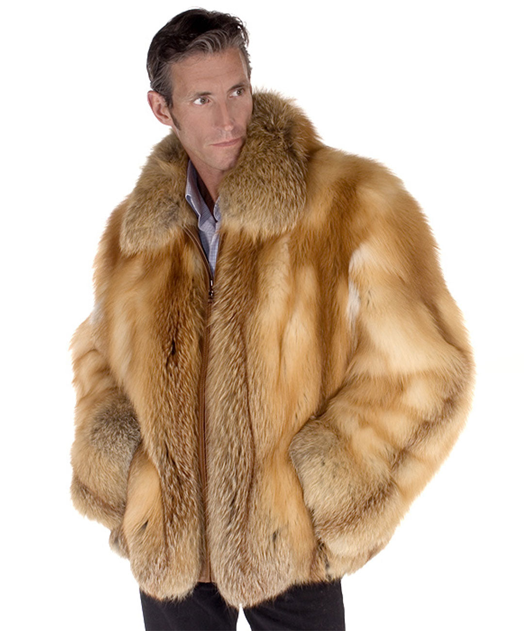 Naturfarbene Rotfuchspelzjacke für Herren