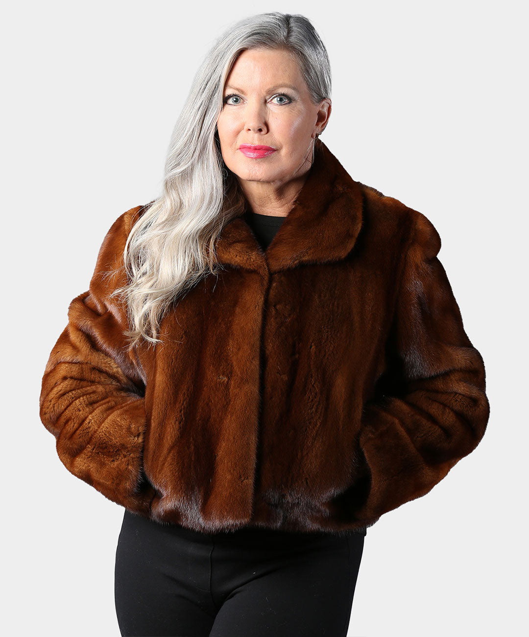 Women's Brown Female Mink Fur Bolero Jacket