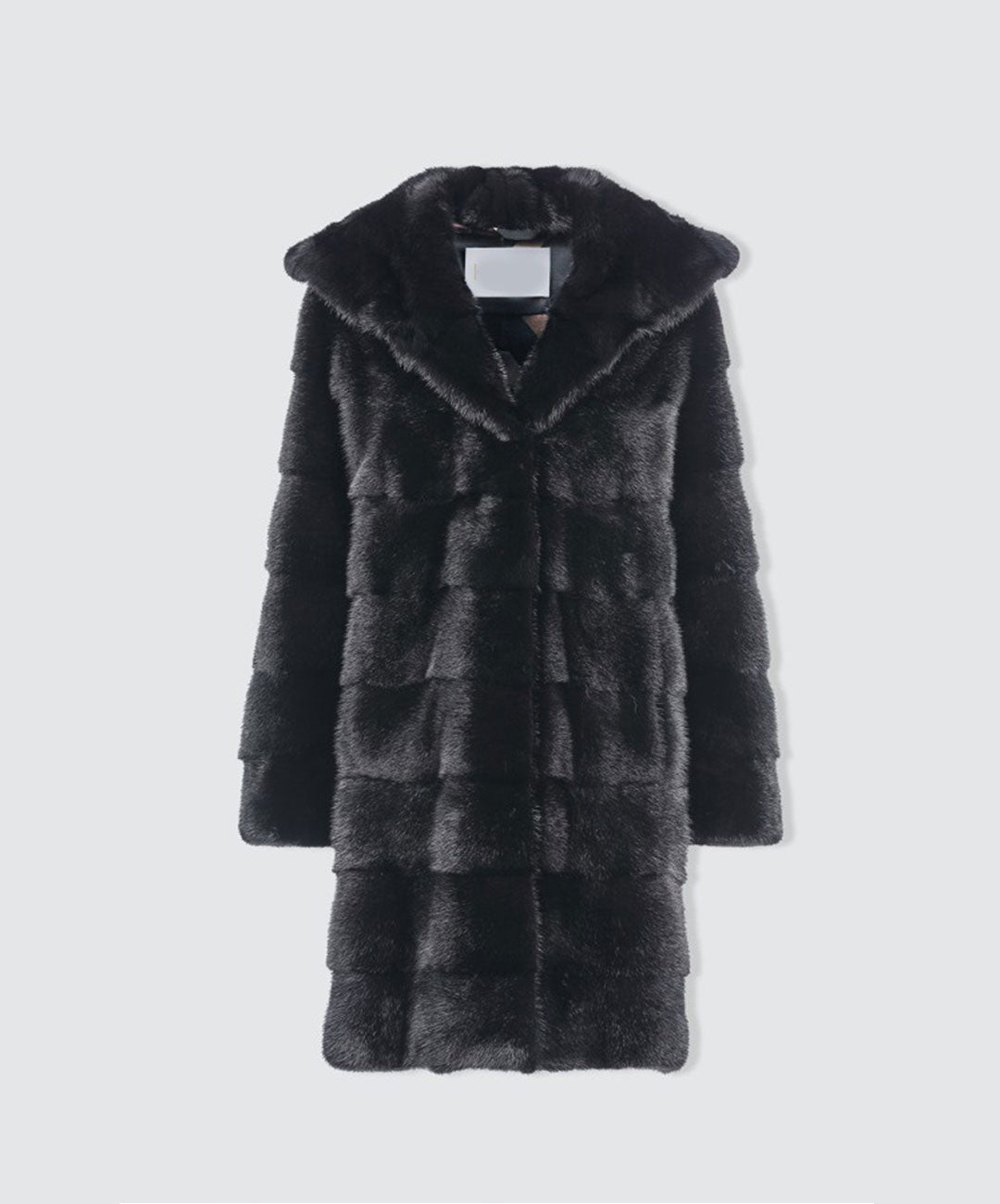 Women's Black Mink Coat with Hood