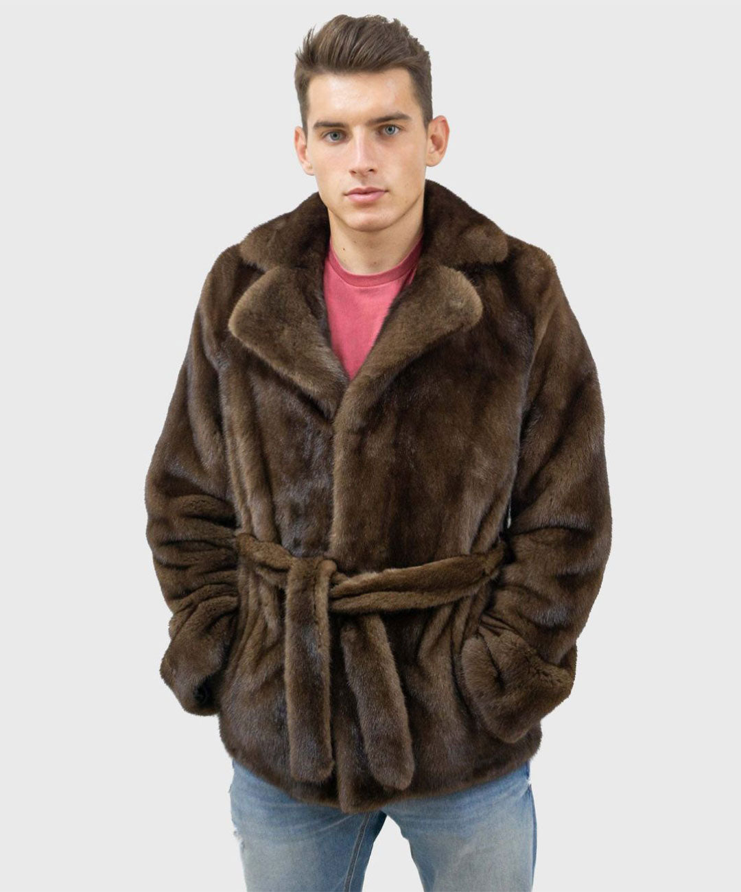 Brown Robed Mink Fur Jacket