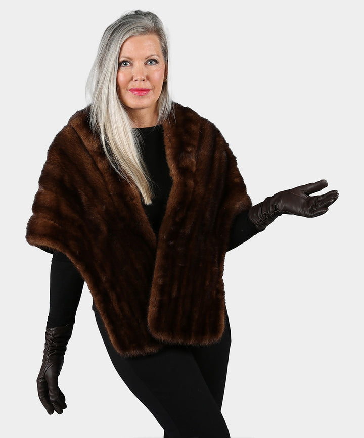 Women's Natural Mahogany Mink Fur Stole
