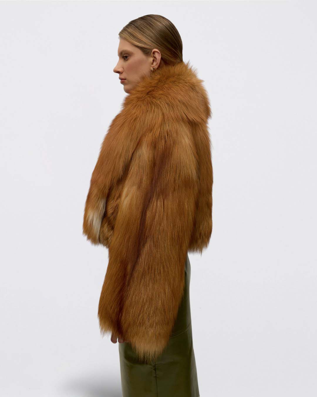 Shawl Collared Red Fox Fur Jacket