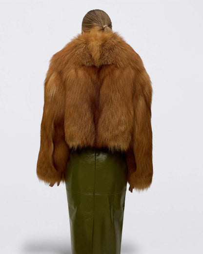 Shawl Collared Red Fox Fur Jacket