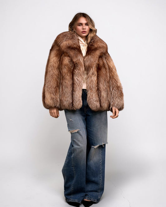 Mocha Fox Fur Coat