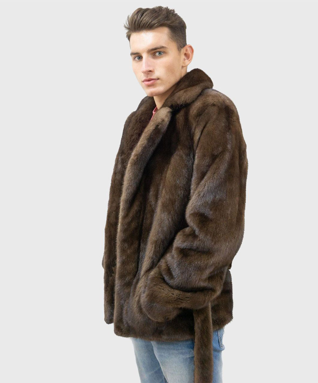 Brown Robed Mink Fur Jacket