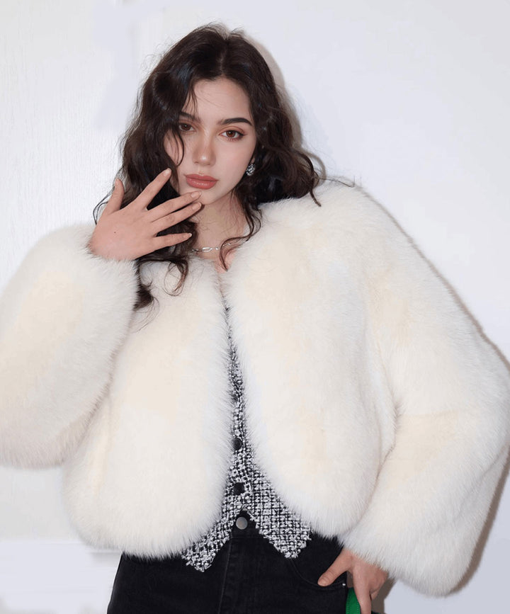 Women's Short Snow Fox Fur Jacket