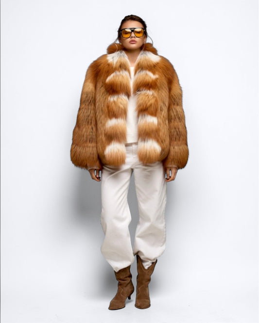 Collared Red Fox Fur Coat