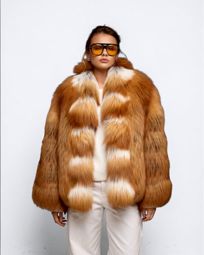 Collared Red Fox Fur Coat