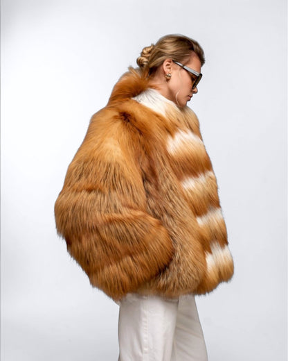 Collared Red Fox Fur Coat