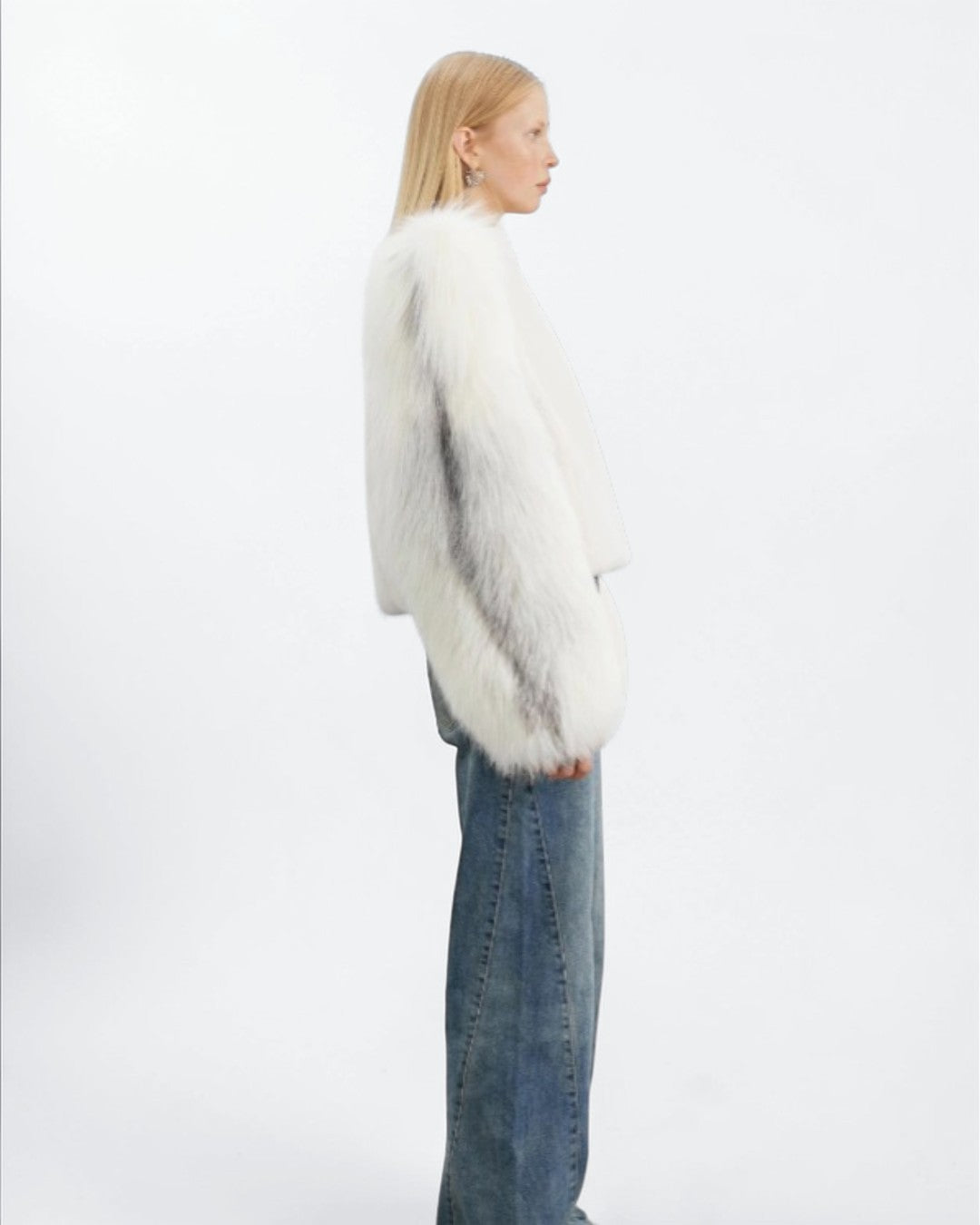 White Mink and Arctic Fox Fur Jacket