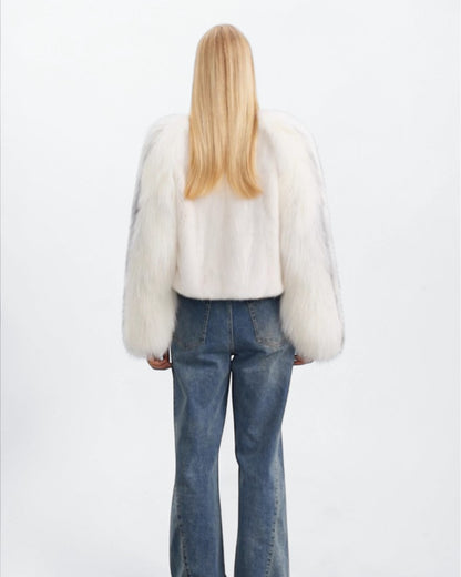 White Mink and Arctic Fox Fur Jacket