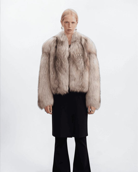 Oatmeal Fox Fur Jacket
