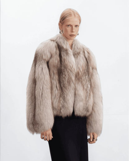 Oatmeal Fox Fur Jacket