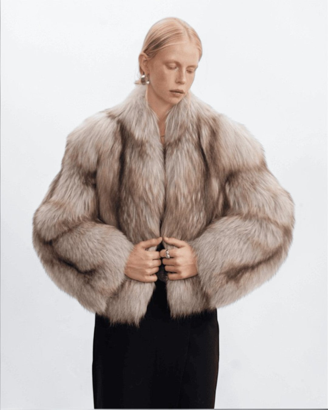 Oatmeal Fox Fur Jacket