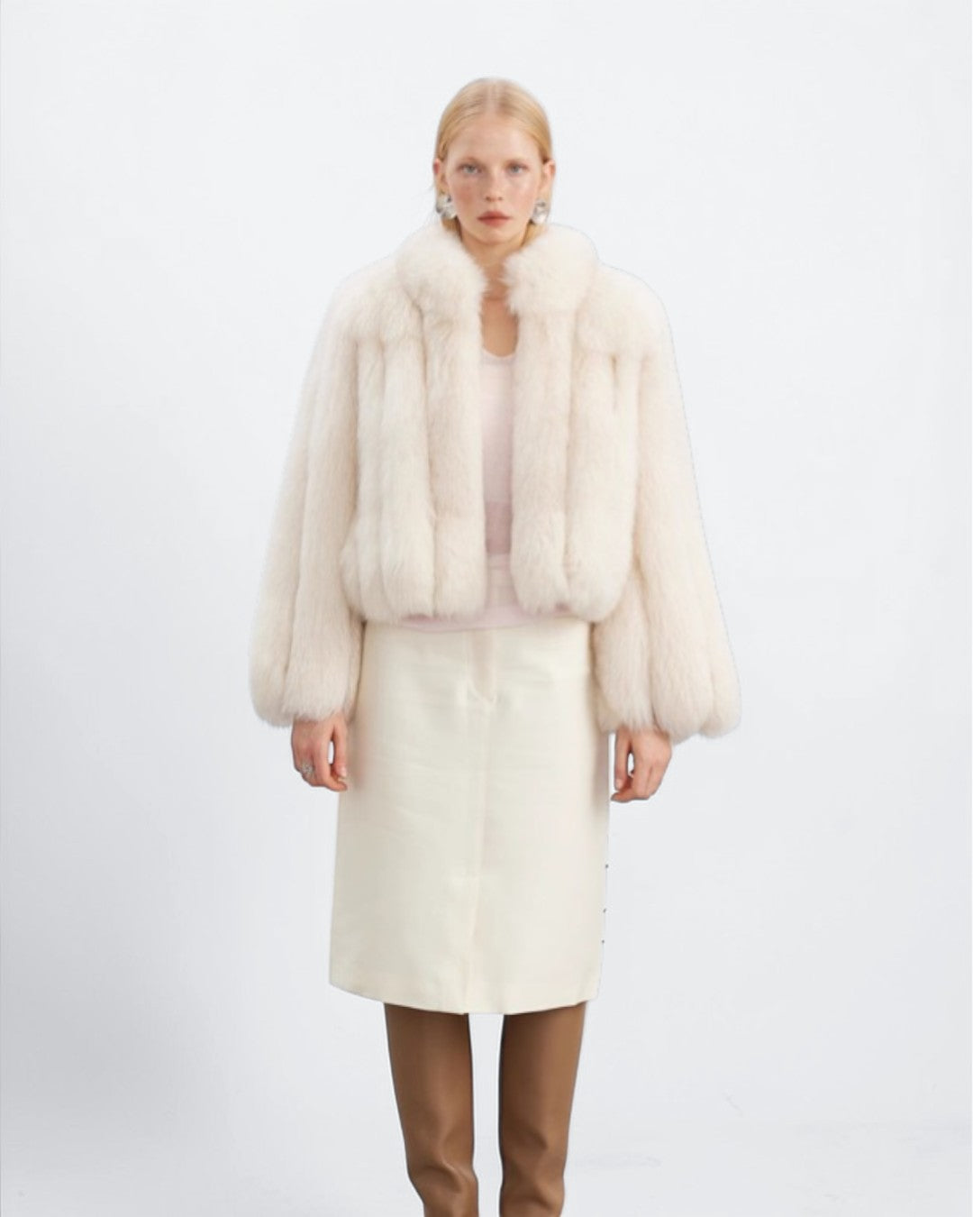 Women’s Chic Snow Fox Fur Jacket