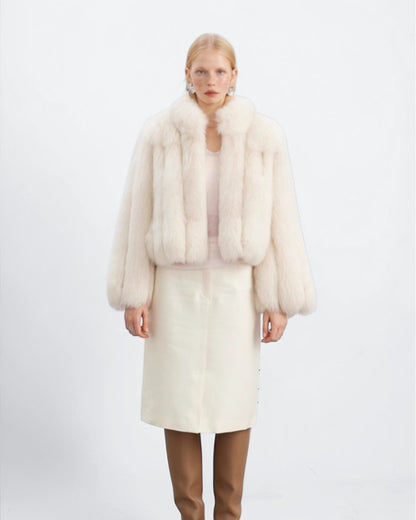Women’s Chic Snow Fox Fur Jacket