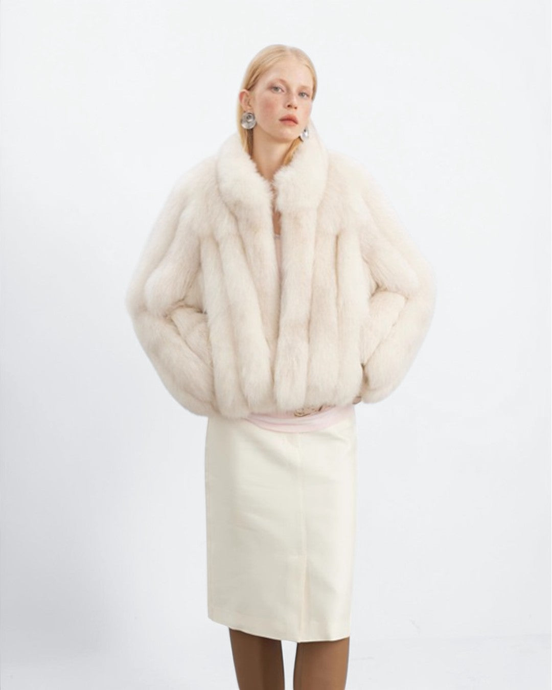 Women’s Chic Snow Fox Fur Jacket