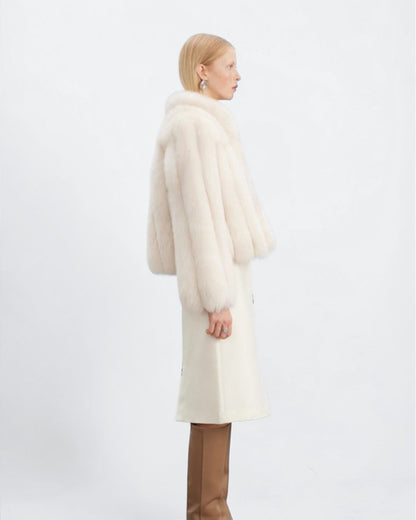 Women’s Chic Snow Fox Fur Jacket