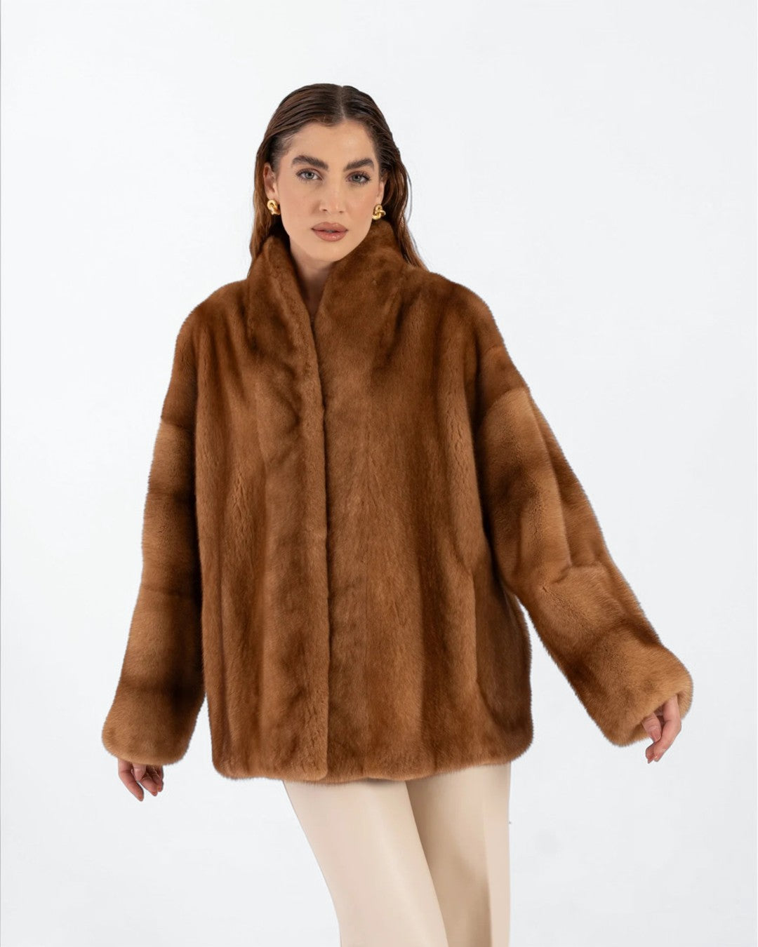 Schwarzer Nerzpelzpullover für Herren