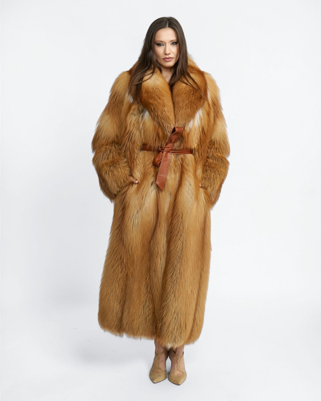 Ember Fox Fur Long Coat