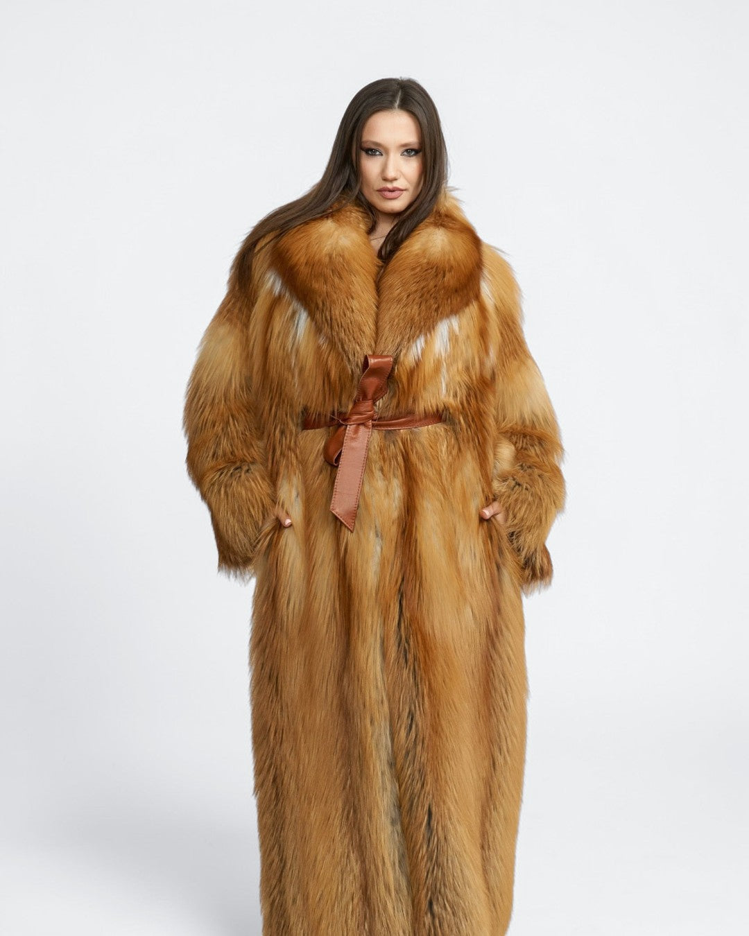 Ember Fox Fur Long Coat