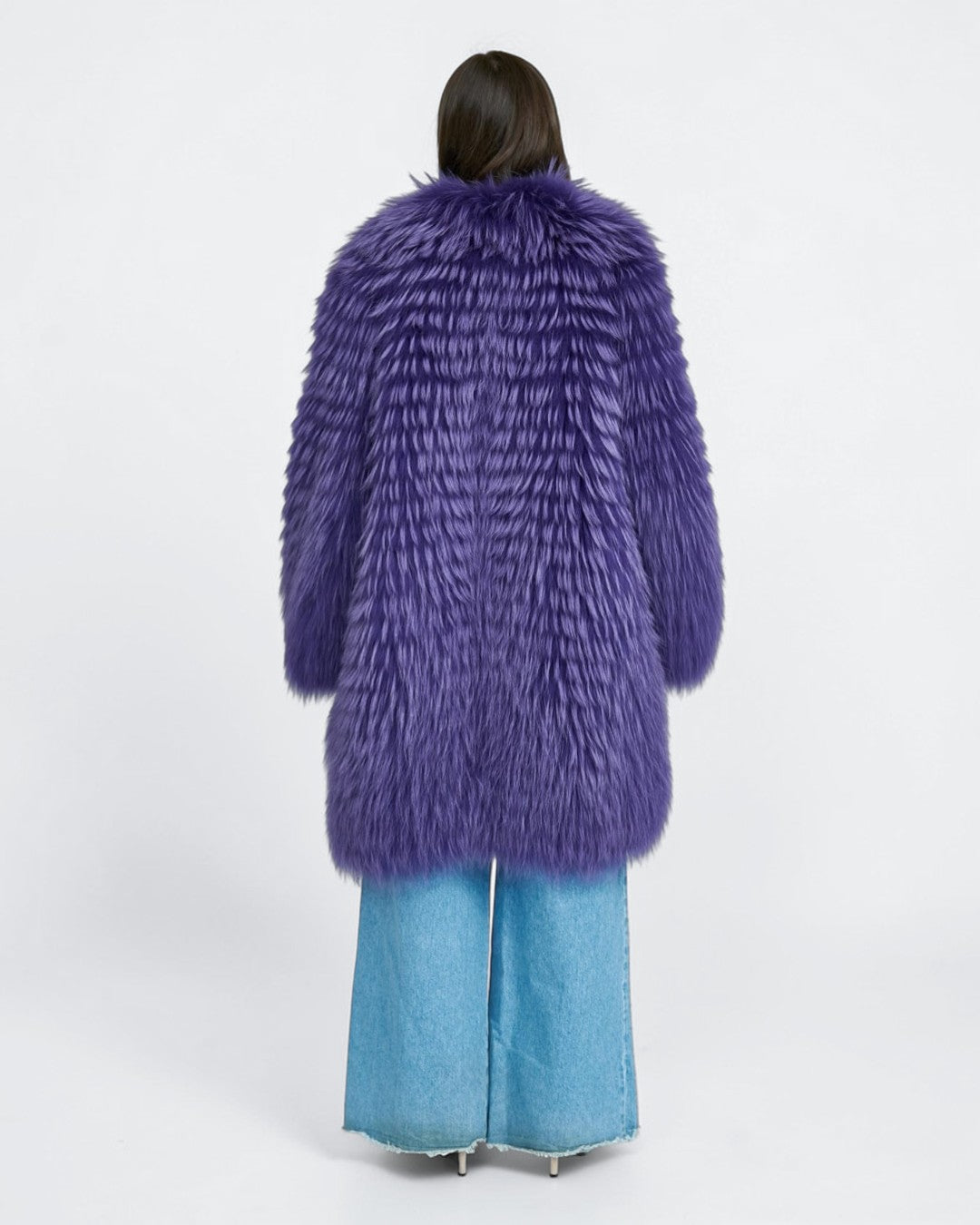 Royal Amethyst Fox Fur Long Coat