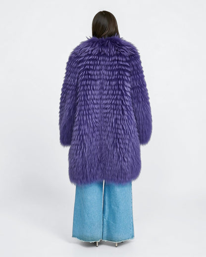 Royal Amethyst Fox Fur Long Coat