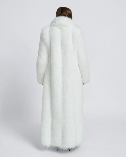 Alabaster Grand Fox Fur Long Coat