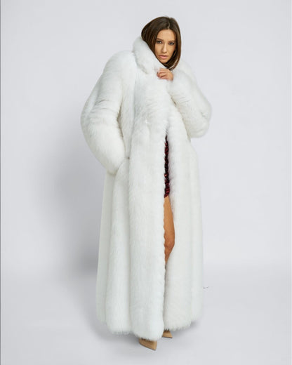 Alabaster Grand Fox Fur Long Coat